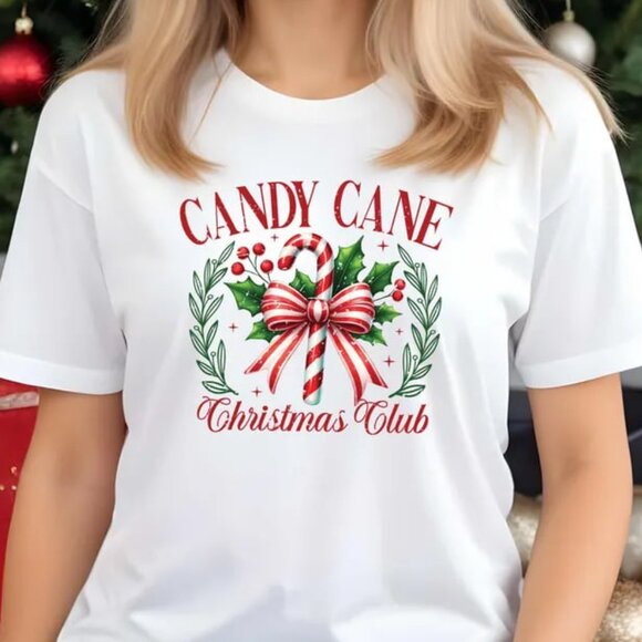 Tops - Graphic Candy Cane Christmas Shirt, Retro Christmas Shirt, Christmas Gift